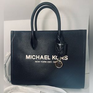 Michael Kors Brand New Mirella Pebbled Black Leather Tote Bag